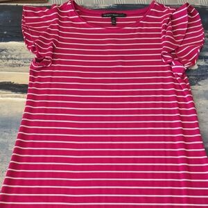 White House Black Market Fuchsia and Cream Striped Knee Lenght Dress, Sz S